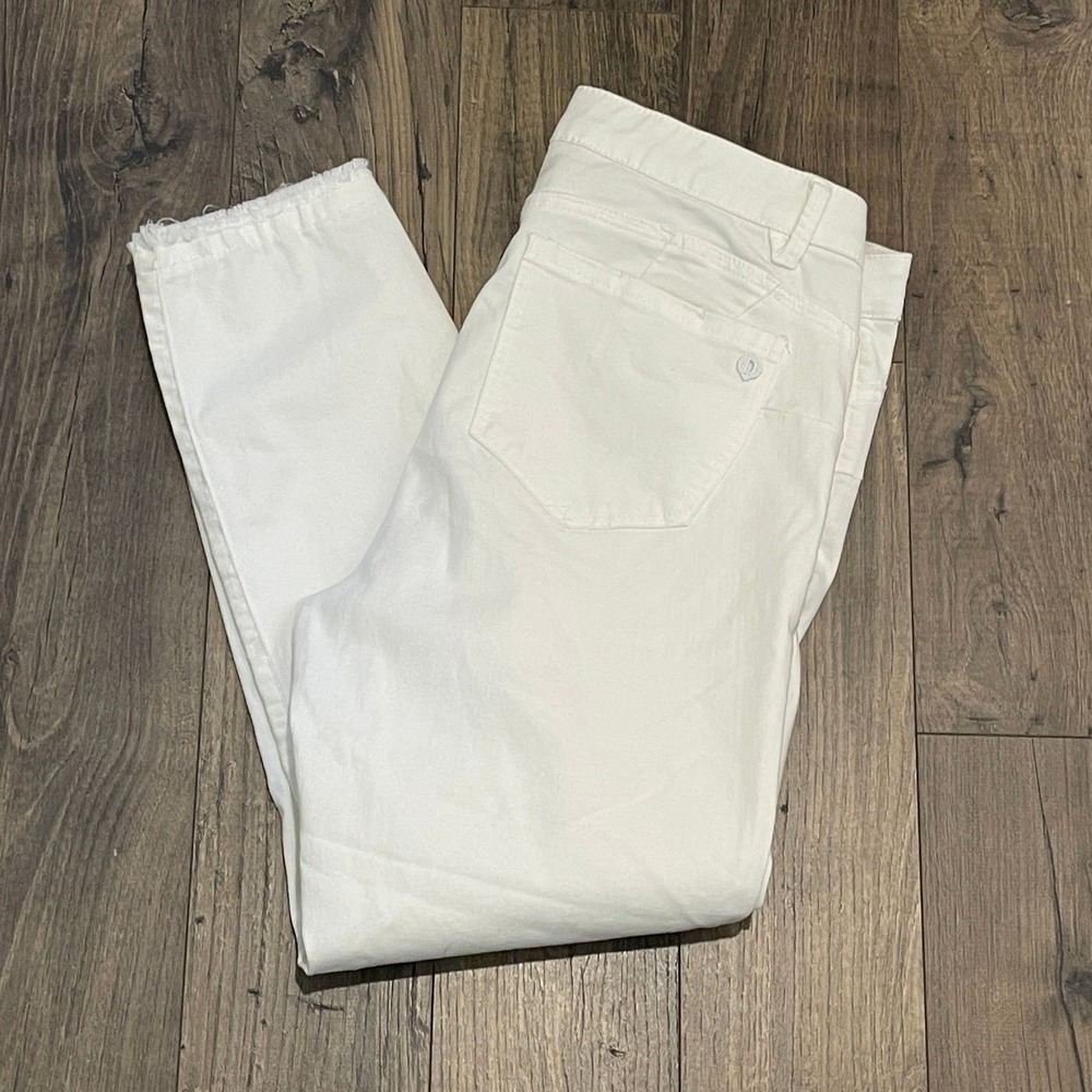 Democracy Ab solution White Distressed Frayed Hem Ankle Jeans B1904ZSWW Size 12